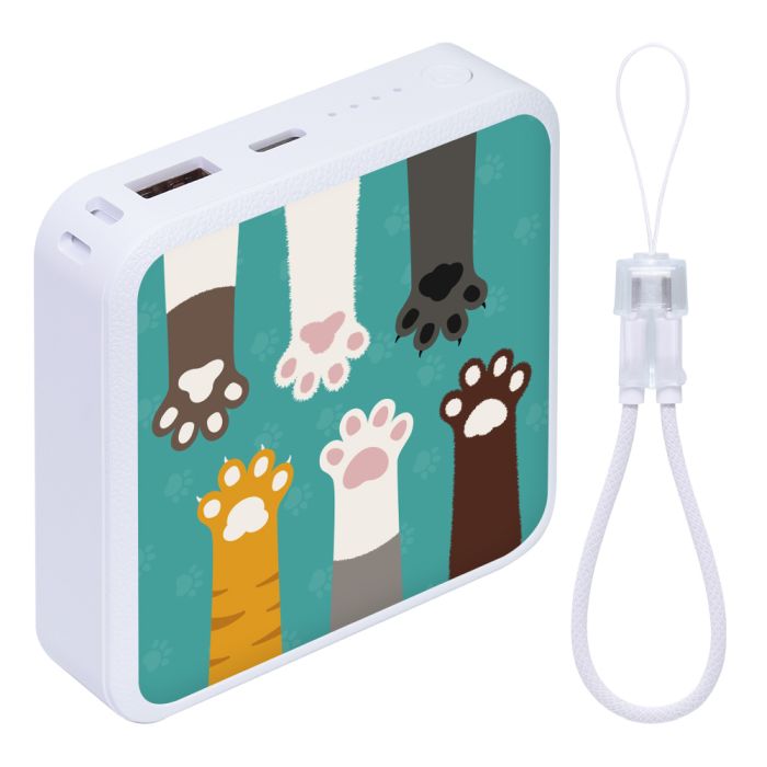 LOOF Mobile-Power [BLOCK] 10000mAh 2.1A モバイルバッテリー モバイル充電 軽量 小型 大容量 コンパクト Type-C USB-C タイプC USBポート 急速充電 PD対応 20W ケーブル内蔵 ケーブル 残量表示 かわいい Type-C タイプC