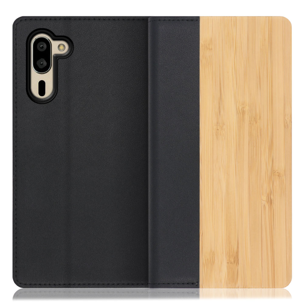 [ LOOF NATURE ] シンプルスマホ5 シンプルスマホ 5 simple スマホケース ケース カバー 手帳型ケース カード収納 マグネット付き 天然木 本革 ベルトなし [ シンプルスマホ5 ]