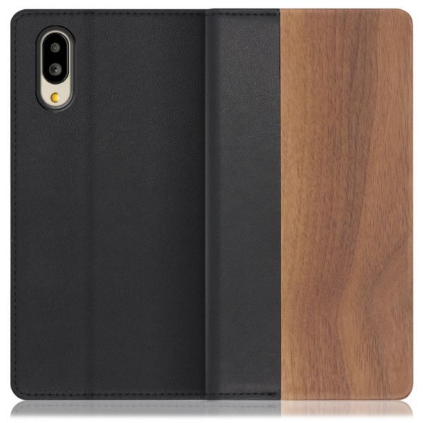 [ LOOF NATURE ] シンプルスマホ6 / BASIO active / BASIO active2 / SHG09  / SHG12  スマホケース ケース カバー 手帳型ケース カード収納 マグネット付き 天然木 本革 ベルトなし