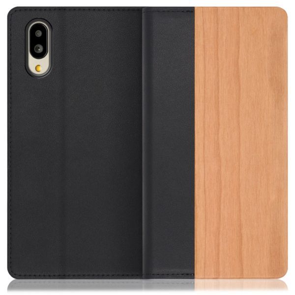 [ LOOF NATURE ] シンプルスマホ6 / BASIO active / BASIO active2 / SHG09  / SHG12  スマホケース ケース カバー 手帳型ケース カード収納 マグネット付き 天然木 本革 ベルトなし