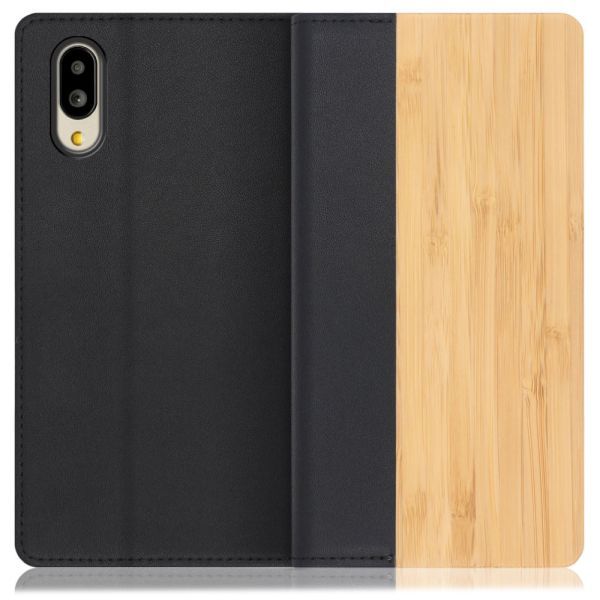 [ LOOF NATURE ] シンプルスマホ6 / BASIO active / BASIO active2 / SHG09  / SHG12  スマホケース ケース カバー 手帳型ケース カード収納 マグネット付き 天然木 本革 ベルトなし