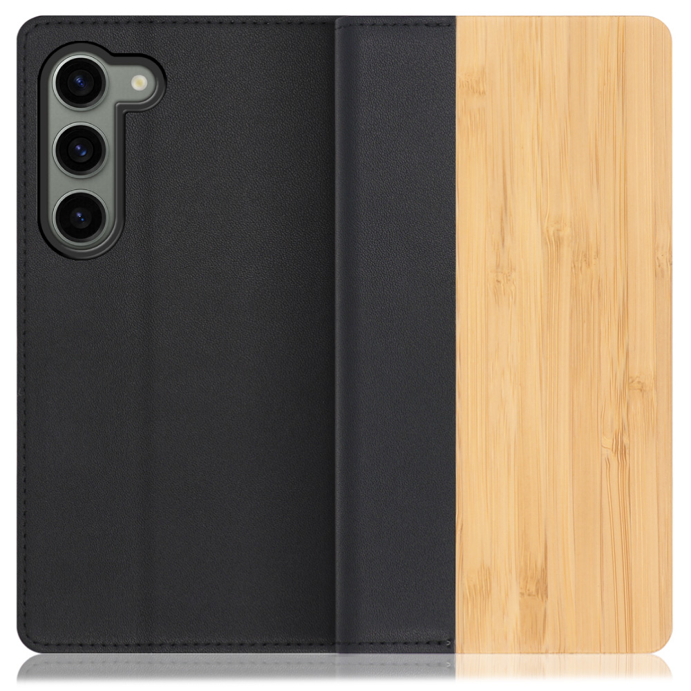 [ LOOF NATURE ] Galaxy S23  スマホケース ケース カバー 手帳型ケース カード収納 マグネット付き 天然木 本革 ベルトなし [ Galaxy S23 ]
