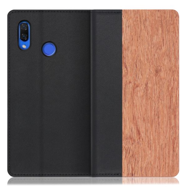 [ LOOF NATURE ] HUAWEI nova 3 PAR-LX9 nova3 スマホケース ケース カバー 手帳型ケース カード収納 マグネット付き 天然木 本革 ベルトなし [ HUAWEI nova 3 ]