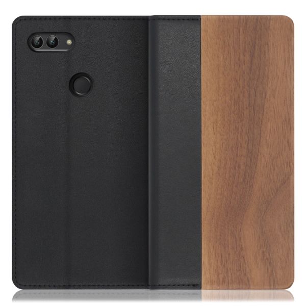 [ LOOF NATURE ] HUAWEI nova lite 2 704HW novalite2 novalite 2 スマホケース ケース カバー 手帳型ケース カード収納 マグネット付き 天然木 本革 ベルトなし [ HUAWEI nova lite 2 ]