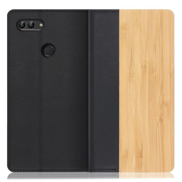 [ LOOF NATURE ] HUAWEI nova lite 2 704HW novalite2 novalite 2 スマホケース ケース カバー 手帳型ケース カード収納 マグネット付き 天然木 本革 ベルトなし [ HUAWEI nova lite 2 ]