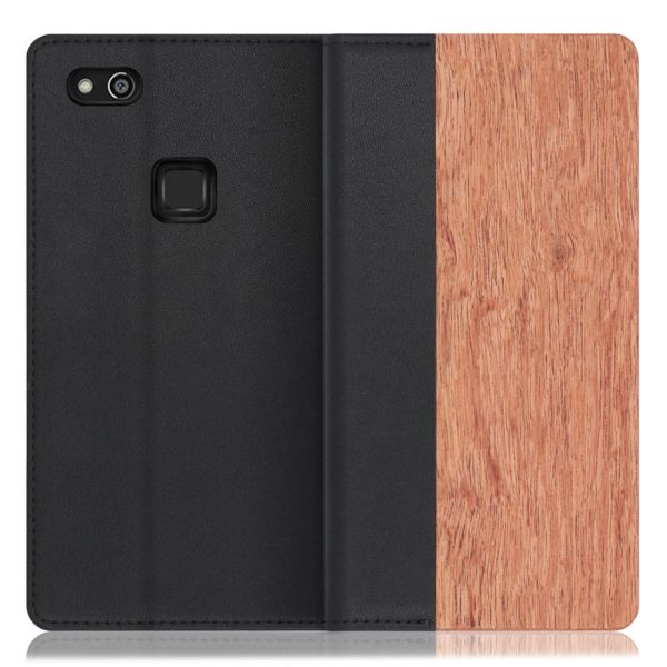 [ LOOF NATURE ] HUAWEI P10 lite p10lite スマホケース ケース カバー 手帳型ケース カード収納 マグネット付き 天然木 本革 ベルトなし [ HUAWEI P10 lite ]