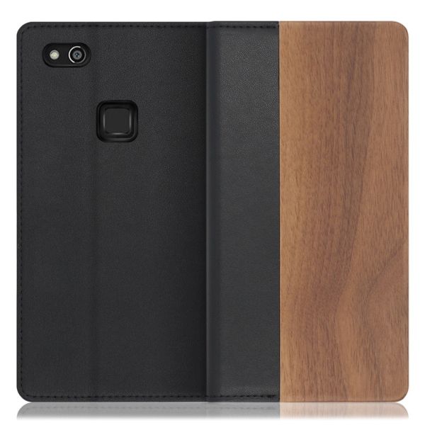 [ LOOF NATURE ] HUAWEI P10 lite p10lite スマホケース ケース カバー 手帳型ケース カード収納 マグネット付き 天然木 本革 ベルトなし [ HUAWEI P10 lite ]