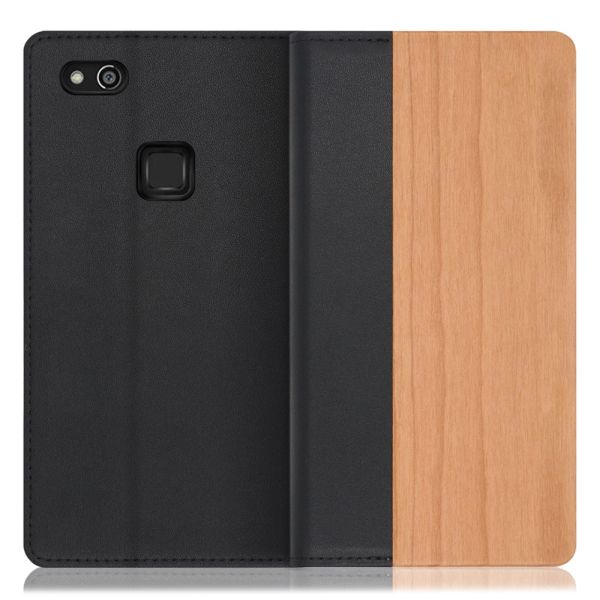 [ LOOF NATURE ] HUAWEI P10 lite p10lite スマホケース ケース カバー 手帳型ケース カード収納 マグネット付き 天然木 本革 ベルトなし [ HUAWEI P10 lite ]