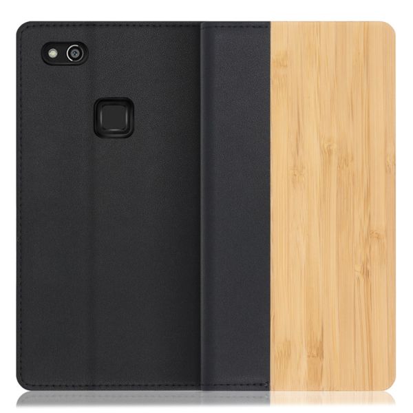 [ LOOF NATURE ] HUAWEI P10 lite p10lite スマホケース ケース カバー 手帳型ケース カード収納 マグネット付き 天然木 本革 ベルトなし [ HUAWEI P10 lite ]
