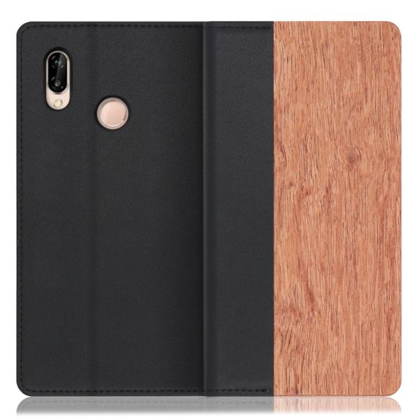 [ LOOF NATURE ] HUAWEI P20 lite p20lite スマホケース ケース カバー 手帳型ケース カード収納 マグネット付き 天然木 本革 ベルトなし [ HUAWEI P20 lite ]