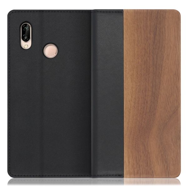 [ LOOF NATURE ] HUAWEI P20 lite p20lite スマホケース ケース カバー 手帳型ケース カード収納 マグネット付き 天然木 本革 ベルトなし [ HUAWEI P20 lite ]