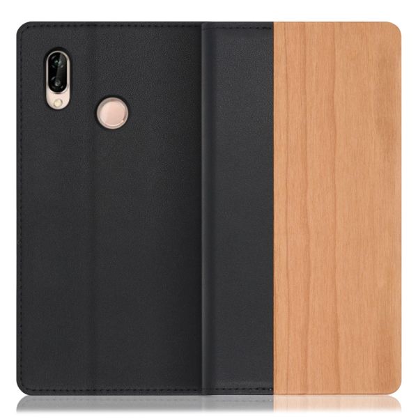 [ LOOF NATURE ] HUAWEI P20 lite p20lite スマホケース ケース カバー 手帳型ケース カード収納 マグネット付き 天然木 本革 ベルトなし [ HUAWEI P20 lite ]