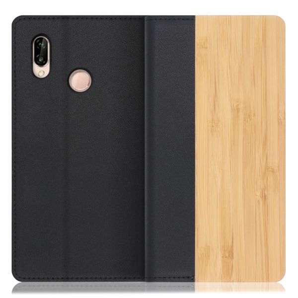 [ LOOF NATURE ] HUAWEI P20 lite p20lite スマホケース ケース カバー 手帳型ケース カード収納 マグネット付き 天然木 本革 ベルトなし [ HUAWEI P20 lite ]