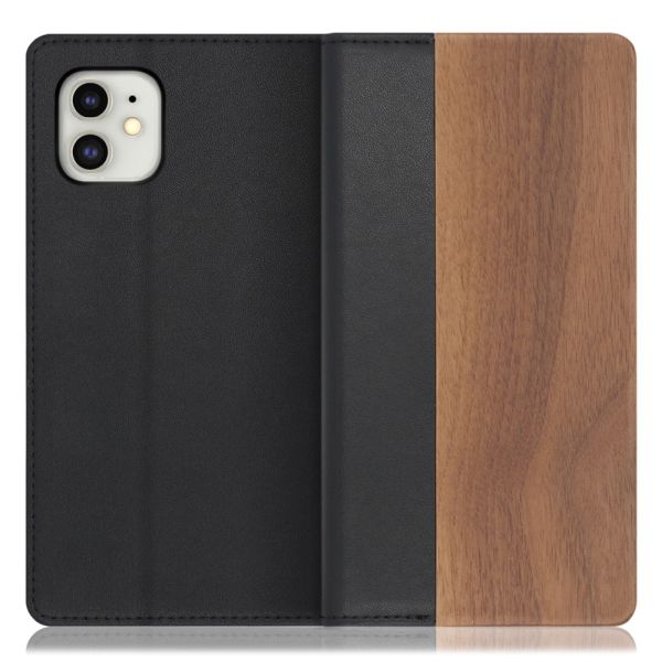 [ LOOF NATURE ] iPhone 11 iPhone11 スマホケース ケース カバー 手帳型ケース カード収納 マグネット付き 天然木 本革 ベルトなし [ iPhone 11 ]