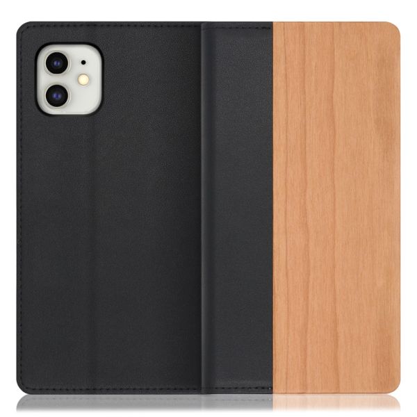 [ LOOF NATURE ] iPhone 11 iPhone11 スマホケース ケース カバー 手帳型ケース カード収納 マグネット付き 天然木 本革 ベルトなし [ iPhone 11 ]
