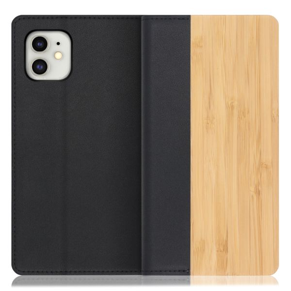 [ LOOF NATURE ] iPhone 11 iPhone11 スマホケース ケース カバー 手帳型ケース カード収納 マグネット付き 天然木 本革 ベルトなし [ iPhone 11 ]