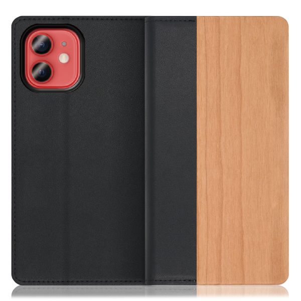 [ LOOF NATURE ] iPhone 12 mini iphone12mini 12mini 12ミニ スマホケース ケース カバー 手帳型ケース カード収納 マグネット付き 天然木 本革 ベルトなし [ iPhone 12 mini ]