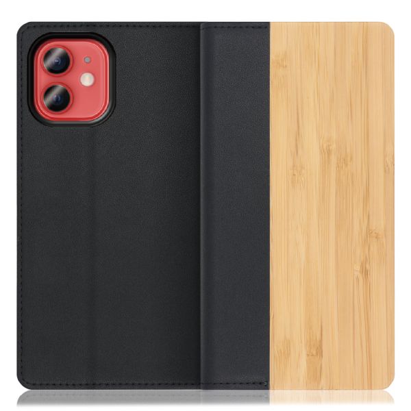 [ LOOF NATURE ] iPhone 12 mini iphone12mini 12mini 12ミニ スマホケース ケース カバー 手帳型ケース カード収納 マグネット付き 天然木 本革 ベルトなし [ iPhone 12 mini ]