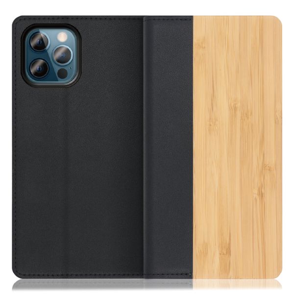 [ LOOF NATURE ] iPhone 12 / 12 Pro iphone12 iphone12pro 12pro 12プロ スマホケース ケース カバー 手帳型ケース カード収納 マグネット付き 天然木 本革 ベルトなし [ iPhone 12 / 12 Pro ]