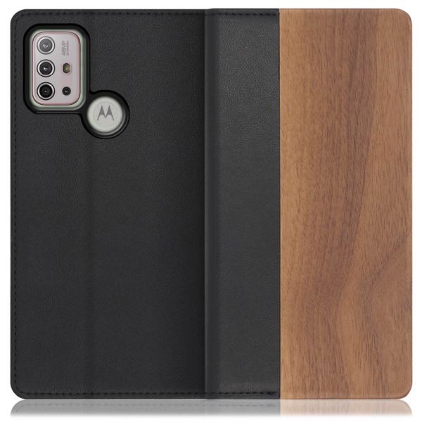[ LOOF NATURE ] moto g10 / g30 motog10 motog30 スマホケース ケース カバー 手帳型ケース カード収納 マグネット付き 天然木 本革 ベルトなし [ moto g10/g30 ]