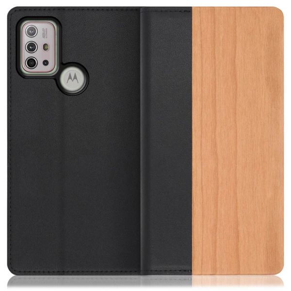 [ LOOF NATURE ] moto g10 / g30 motog10 motog30 スマホケース ケース カバー 手帳型ケース カード収納 マグネット付き 天然木 本革 ベルトなし [ moto g10/g30 ]
