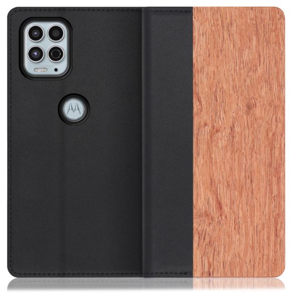 [ LOOF NATURE ] moto g100 motog100 スマホケース ケース カバー 手帳型ケース カード収納 マグネット付き 天然木 本革 ベルトなし [ moto g100 ]