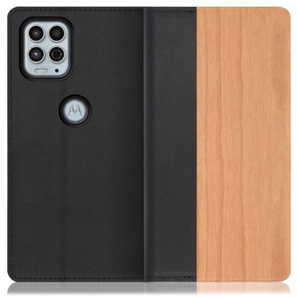 [ LOOF NATURE ] moto g100 motog100 スマホケース ケース カバー 手帳型ケース カード収納 マグネット付き 天然木 本革 ベルトなし [ moto g100 ]