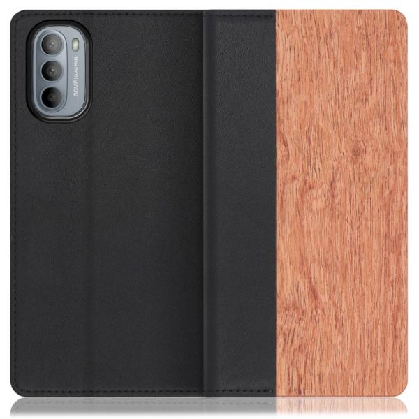 [ LOOF NATURE ] moto g31 motog31 スマホケース ケース カバー 手帳型ケース カード収納 マグネット付き 天然木 本革 ベルトなし [ moto g31 ]