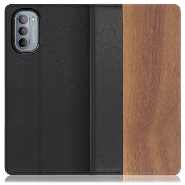 [ LOOF NATURE ] moto g31 motog31 スマホケース ケース カバー 手帳型ケース カード収納 マグネット付き 天然木 本革 ベルトなし [ moto g31 ]