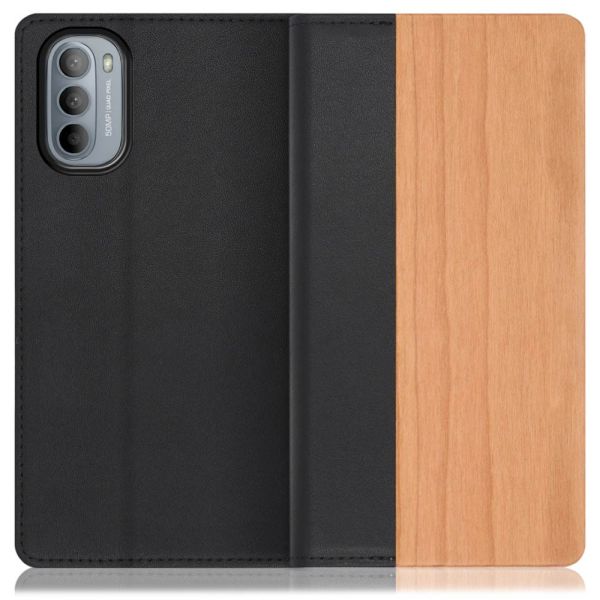 [ LOOF NATURE ] moto g31 motog31 スマホケース ケース カバー 手帳型ケース カード収納 マグネット付き 天然木 本革 ベルトなし [ moto g31 ]