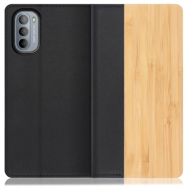 [ LOOF NATURE ] moto g31 motog31 スマホケース ケース カバー 手帳型ケース カード収納 マグネット付き 天然木 本革 ベルトなし [ moto g31 ]