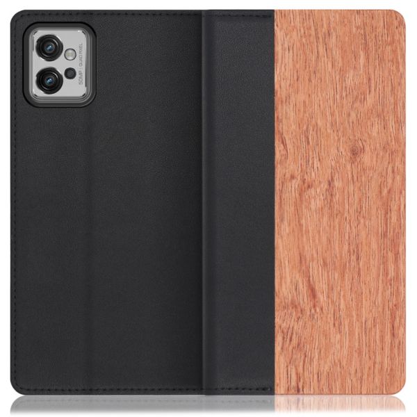 [ LOOF NATURE ] moto g32 motog32 スマホケース ケース カバー 手帳型ケース カード収納 マグネット付き 天然木 本革 ベルトなし [ moto g32 ]