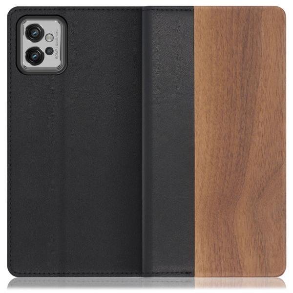 [ LOOF NATURE ] moto g32 motog32 スマホケース ケース カバー 手帳型ケース カード収納 マグネット付き 天然木 本革 ベルトなし [ moto g32 ]
