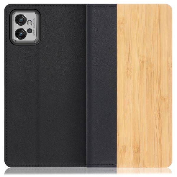 [ LOOF NATURE ] moto g32 motog32 スマホケース ケース カバー 手帳型ケース カード収納 マグネット付き 天然木 本革 ベルトなし [ moto g32 ]