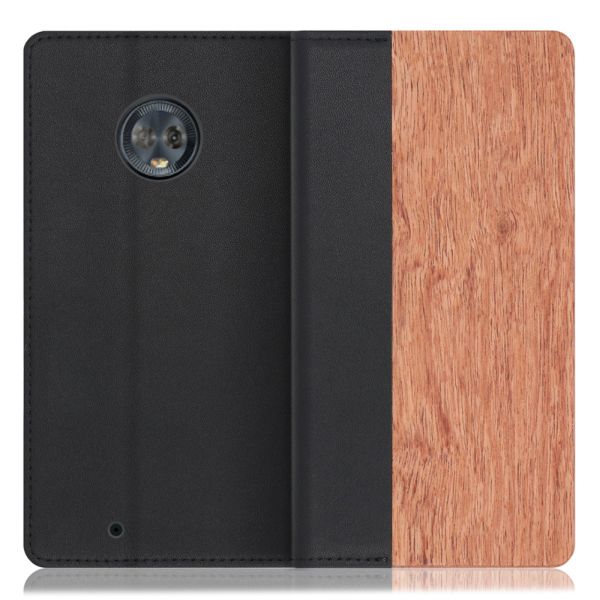 [ LOOF NATURE ] motorola moto g6 motog6 スマホケース ケース カバー 手帳型ケース カード収納 マグネット付き 天然木 本革 ベルトなし [ motorola moto g6 ]