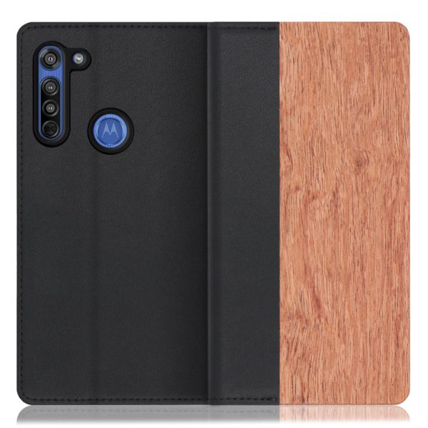 [ LOOF NATURE ] moto g8 motog8 スマホケース ケース カバー 手帳型ケース カード収納 マグネット付き 天然木 本革 ベルトなし [ moto g8 ]