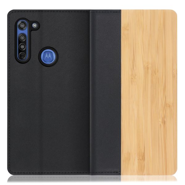 [ LOOF NATURE ] moto g8 motog8 スマホケース ケース カバー 手帳型ケース カード収納 マグネット付き 天然木 本革 ベルトなし [ moto g8 ]