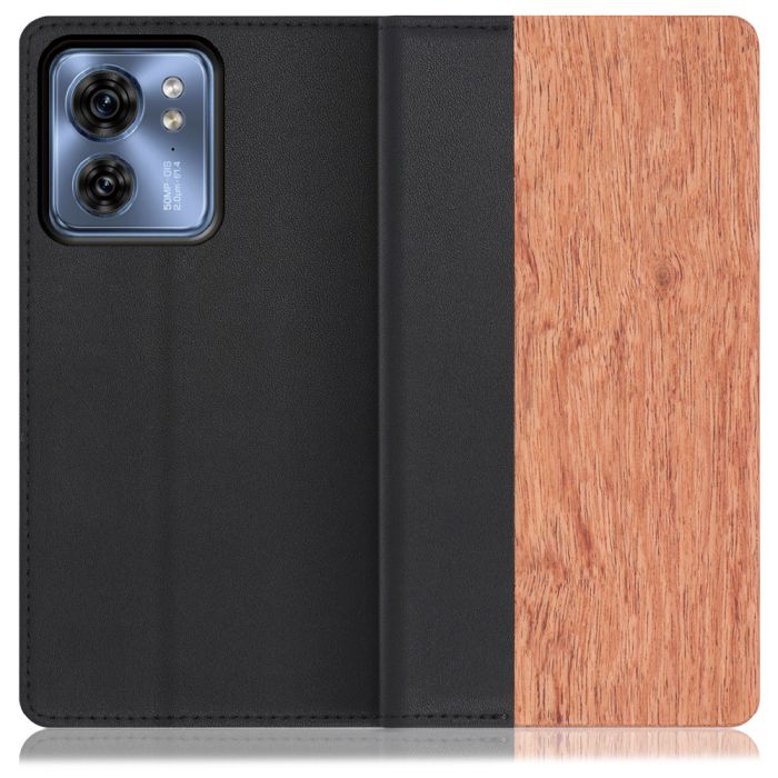 [ LOOF NATURE ] motorola edge 40  スマホケース ケース カバー 手帳型ケース カード収納 マグネット付き 天然木 本革 ベルトなし [ motorola edge 40 ]