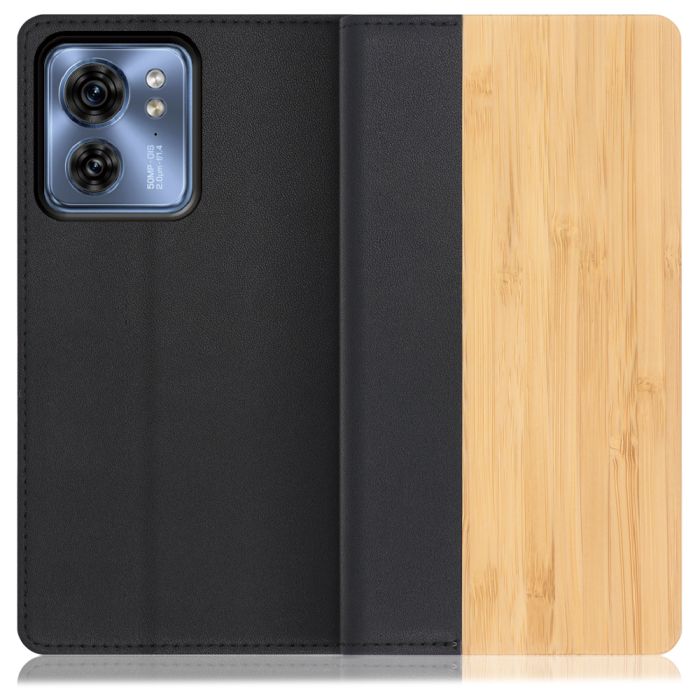 [ LOOF NATURE ] motorola edge 40  スマホケース ケース カバー 手帳型ケース カード収納 マグネット付き 天然木 本革 ベルトなし [ motorola edge 40 ]