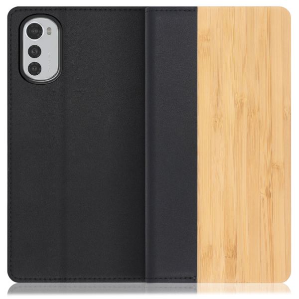 [ LOOF NATURE ] moto e32s motoe32s スマホケース ケース カバー 手帳型ケース カード収納 マグネット付き 天然木 本革 ベルトなし [ moto e32s ]