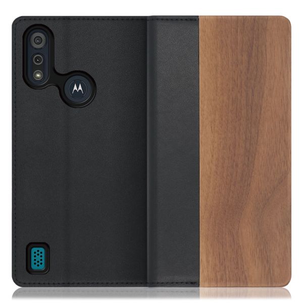 [ LOOF NATURE ] moto e6s motoe6s スマホケース ケース カバー 手帳型ケース カード収納 マグネット付き 天然木 本革 ベルトなし [ moto e6s ]