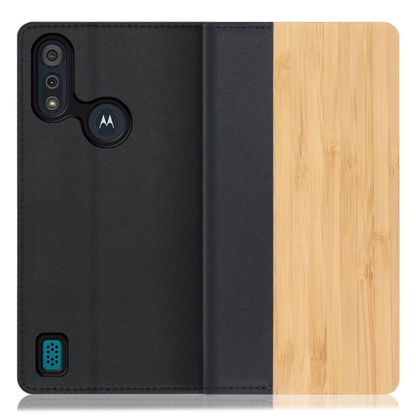 [ LOOF NATURE ] moto e6s motoe6s スマホケース ケース カバー 手帳型ケース カード収納 マグネット付き 天然木 本革 ベルトなし [ moto e6s ]