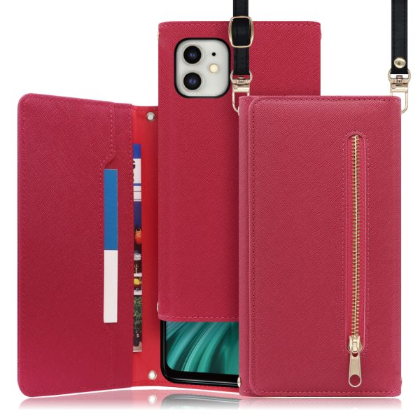 [ LOOF SHOULDER ] iPhone 11 iPhone11 スマホケース ケース カバー ショルダー スマホショルダー ストラップ 肩掛け 首掛け 手帳型ケース カード収納 マグネット付き ベルトなし [ iPhone 11 ]