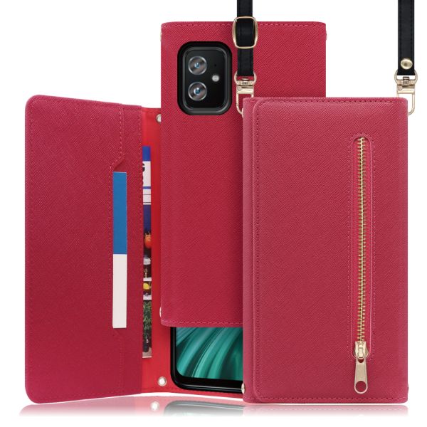 [ LOOF SHOULDER ] Zenfone 8 ZS590KS zenfone8 スマホケース ケース カバー ショルダー スマホショルダー ストラップ 肩掛け 首掛け 手帳型ケース カード収納 マグネット付き ベルトなし [ Zenfone 8 (ZS590KS) ]