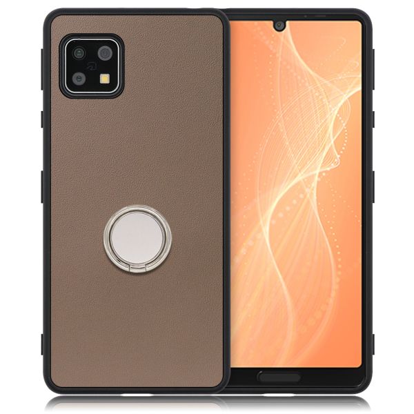 [ LOOF RING-SHELL ] AQUOS sense4 / sense4 lite / sense4 basic / sense5G / やさしいスマホ2 sense 4 4lite 4basic 5G sense4lite sense4basic スマホケース 背面 ケース カバー ハードケース スマホリング リング付き 本革 ストラップホール [ AQUOS sense4/4 lite/4 basic/sense5G/やさしいスマホ2 ]