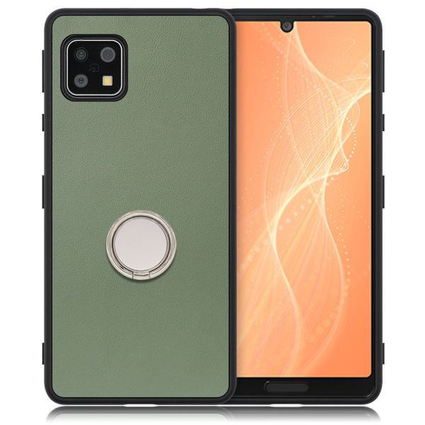 [ LOOF RING-SHELL ] AQUOS sense4 / sense4 lite / sense4 basic / sense5G / やさしいスマホ2 sense 4 4lite 4basic 5G sense4lite sense4basic スマホケース 背面 ケース カバー ハードケース スマホリング リング付き 本革 ストラップホール [ AQUOS sense4/4 lite/4 basic/sense5G/やさしいスマホ2 ]