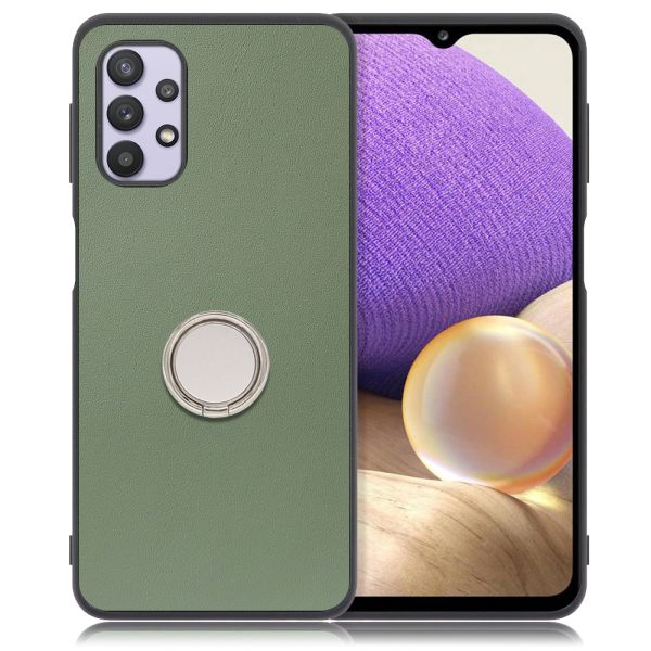 [ LOOF RING-SHELL ] Galaxy A32 5G SCG08 a325g スマホケース 背面 ケース カバー ハードケース スマホリング リング付き 本革 ストラップホール [ Galaxy A32 5G ]