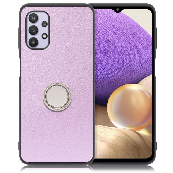 [ LOOF RING-SHELL ] Galaxy A32 5G SCG08 a325g スマホケース 背面 ケース カバー ハードケース スマホリング リング付き 本革 ストラップホール [ Galaxy A32 5G ]