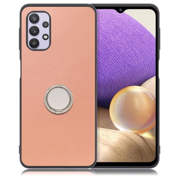 [ LOOF RING-SHELL ] Galaxy A32 5G SCG08 a325g スマホケース 背面 ケース カバー ハードケース スマホリング リング付き 本革 ストラップホール [ Galaxy A32 5G ]
