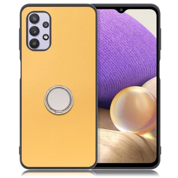 [ LOOF RING-SHELL ] Galaxy A32 5G SCG08 a325g スマホケース 背面 ケース カバー ハードケース スマホリング リング付き 本革 ストラップホール [ Galaxy A32 5G ]